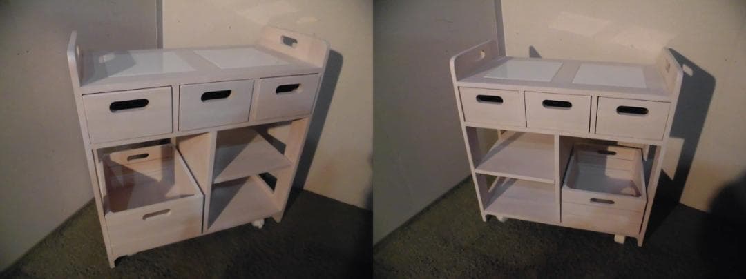 アウトレット【新品/全国一律送料無料】天然木キッチンワゴンカウンター【ホワイト】