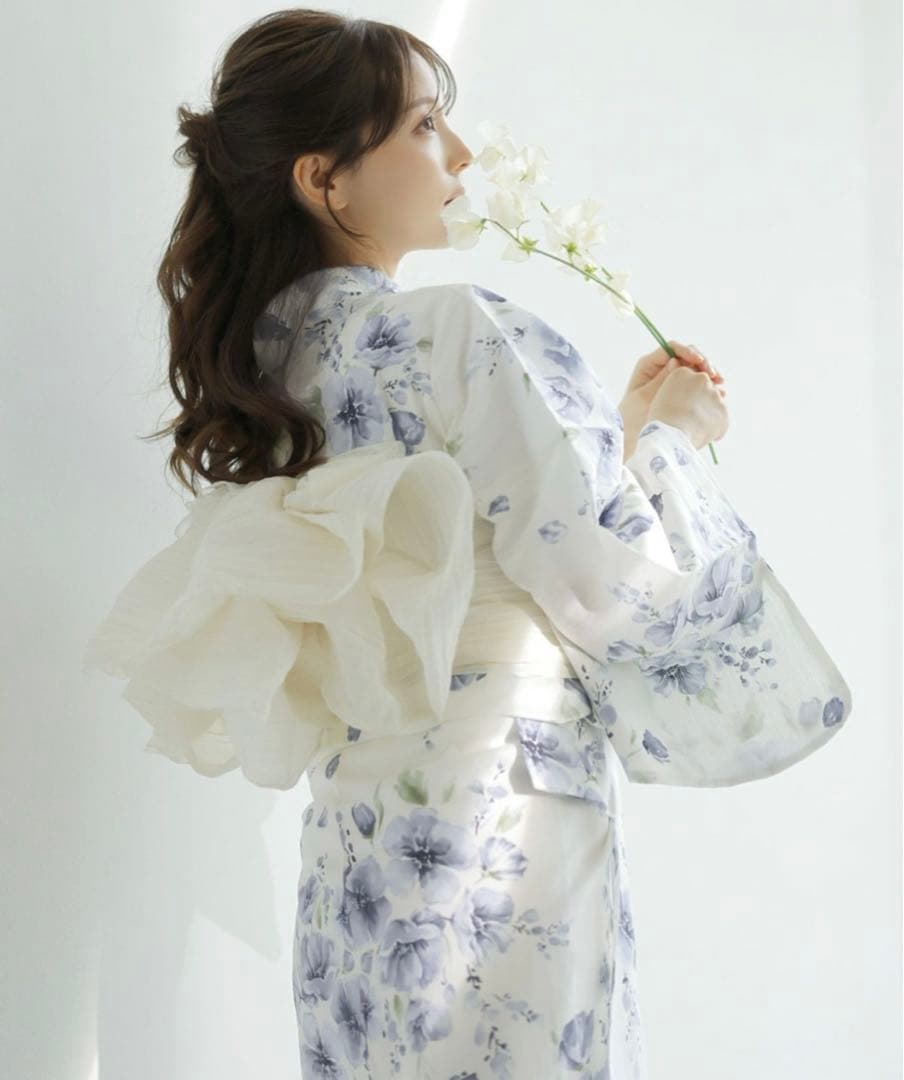 【新品未使用】Dita ディータ 水彩の雪月花(涼) 浴衣5点セット 水色 紫