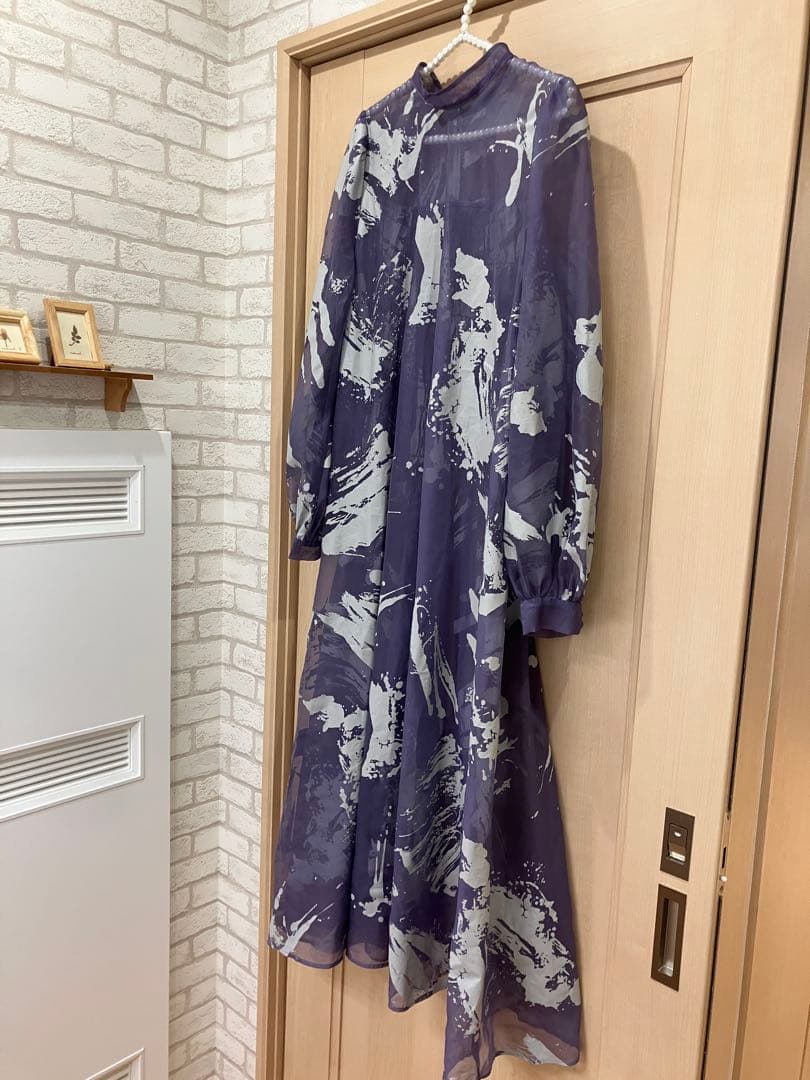 【即完売カラー】RUBBER PAINT ART SHEER DRESS M