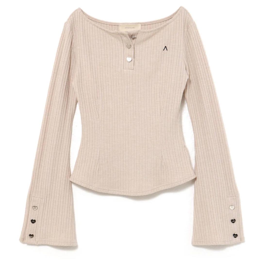トップス andmary Dorothy heart tops beige