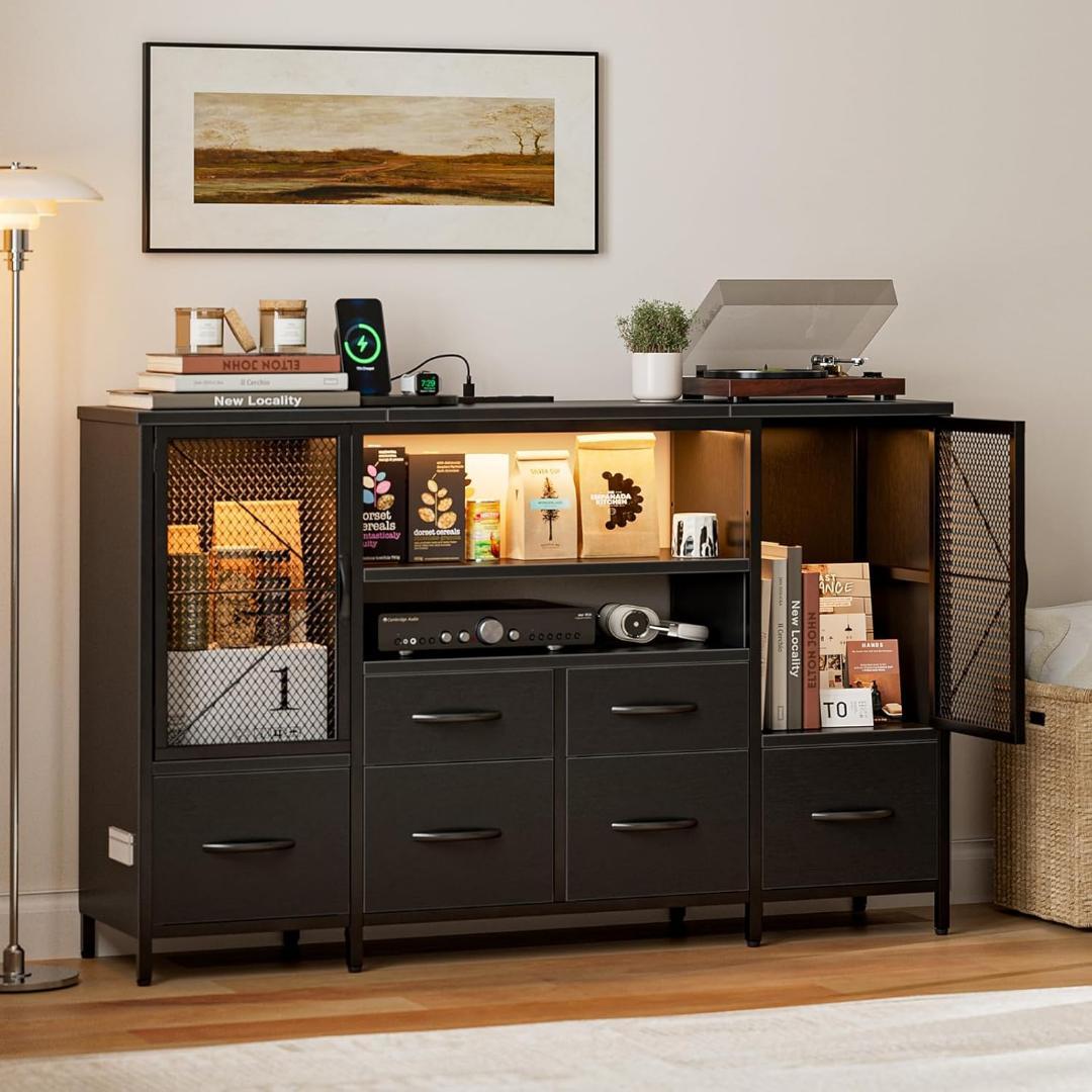 チェスト収納 タンス 棚付き リビングキャビネット 扉 箪笥リビング