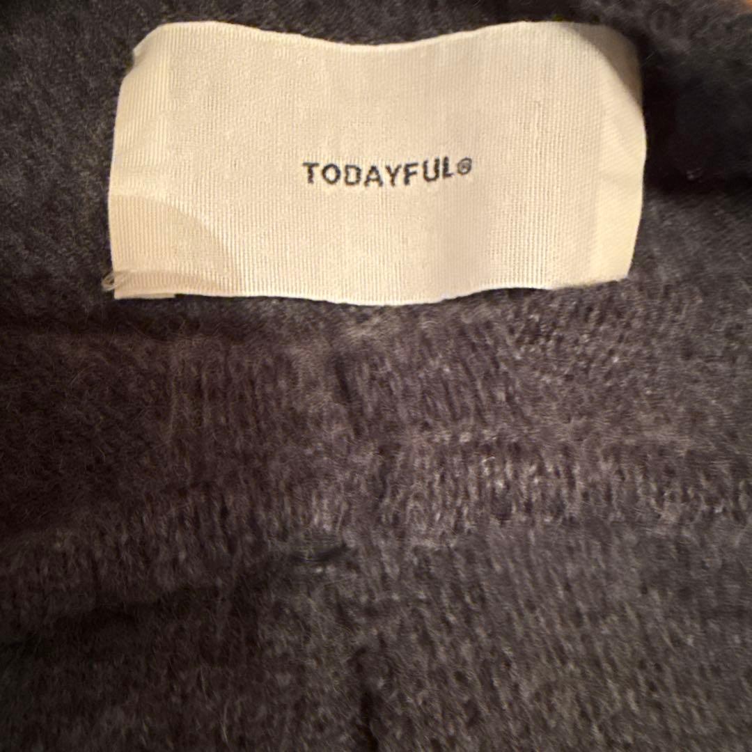 ダークグレー クロップドニットカーディガン