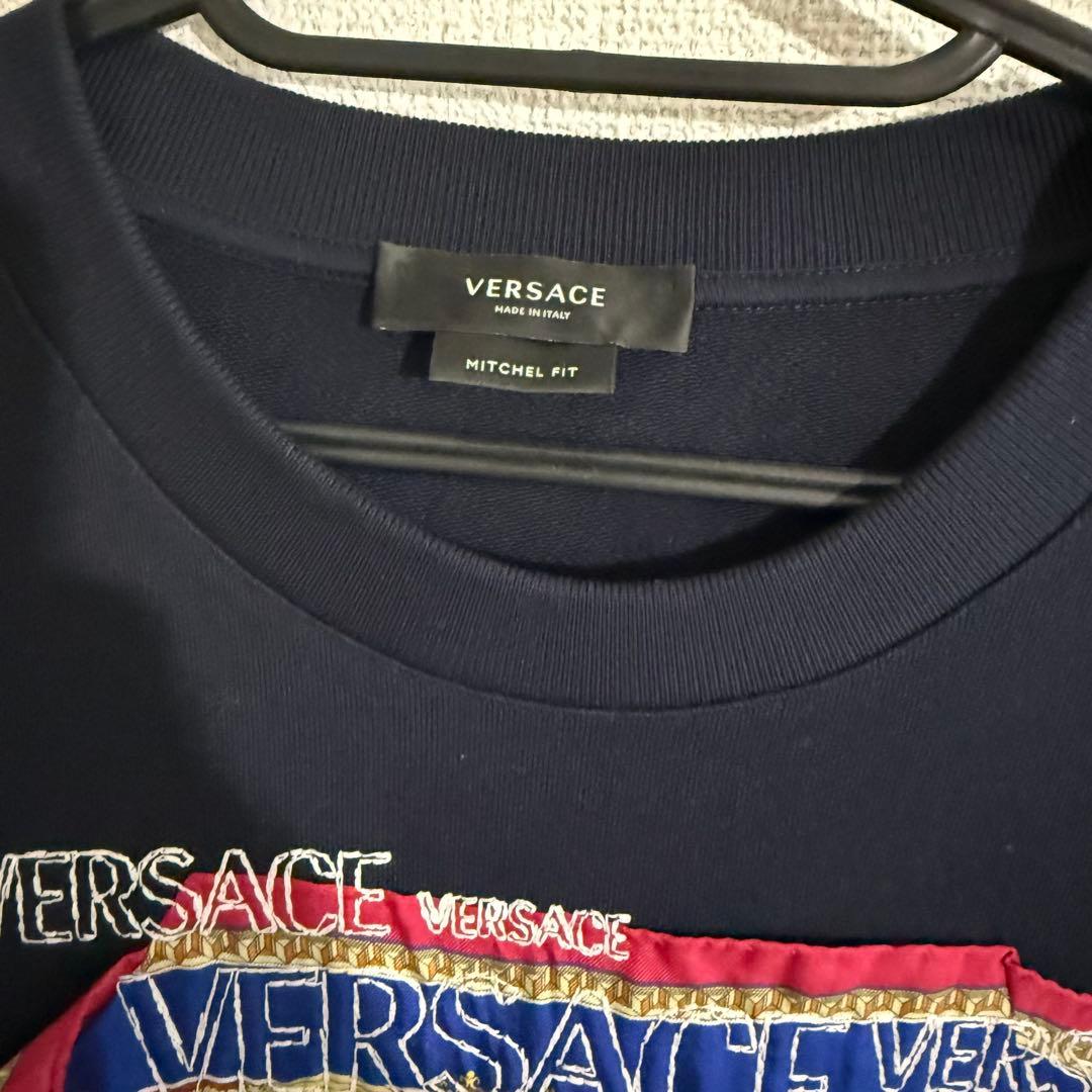 VERSACE ネイビー プリント スカーフ スウェット トレーナー