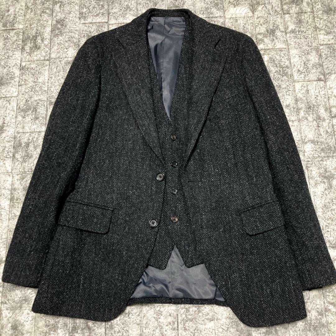 【極美品】スーツセレクト　ハリスツイード　スリーピース　人気　厚手