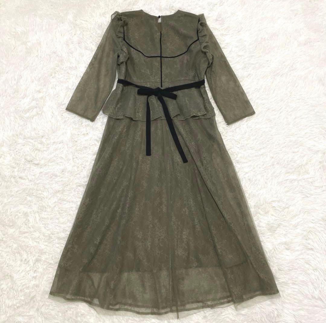 【美品】LEJA 総レース花柄ロングワンピースドレス L