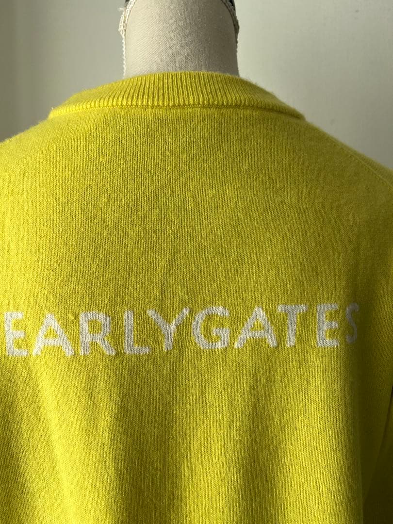 パーリーゲイツ　グリーンイエローカシミア　ディアプレックスセーター