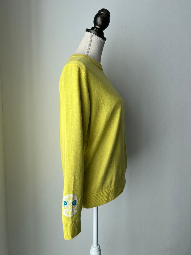 パーリーゲイツ　グリーンイエローカシミア　ディアプレックスセーター