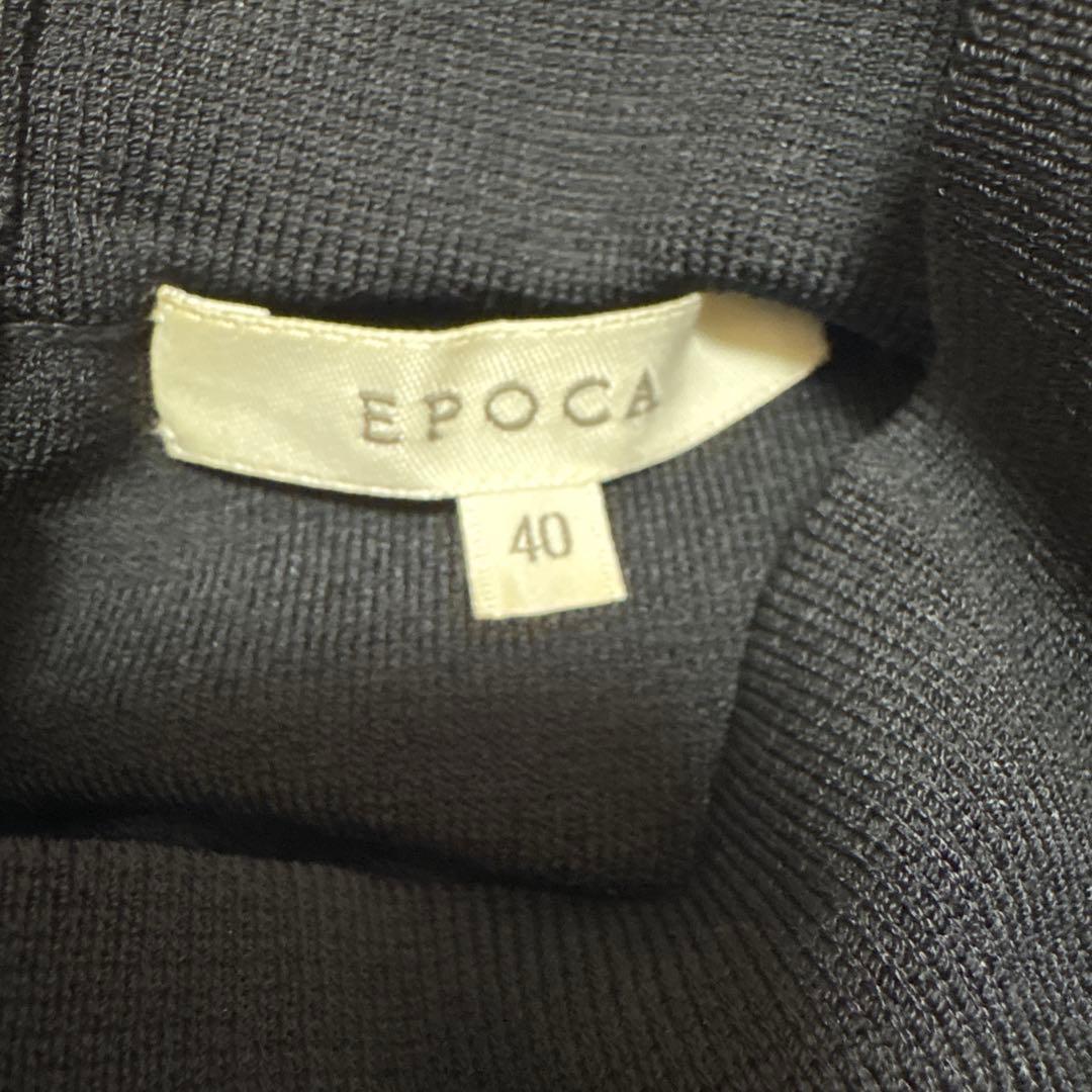 エポカ レーヨンストレッチ ベルト付 ニット ドレス ワンピース L 黒