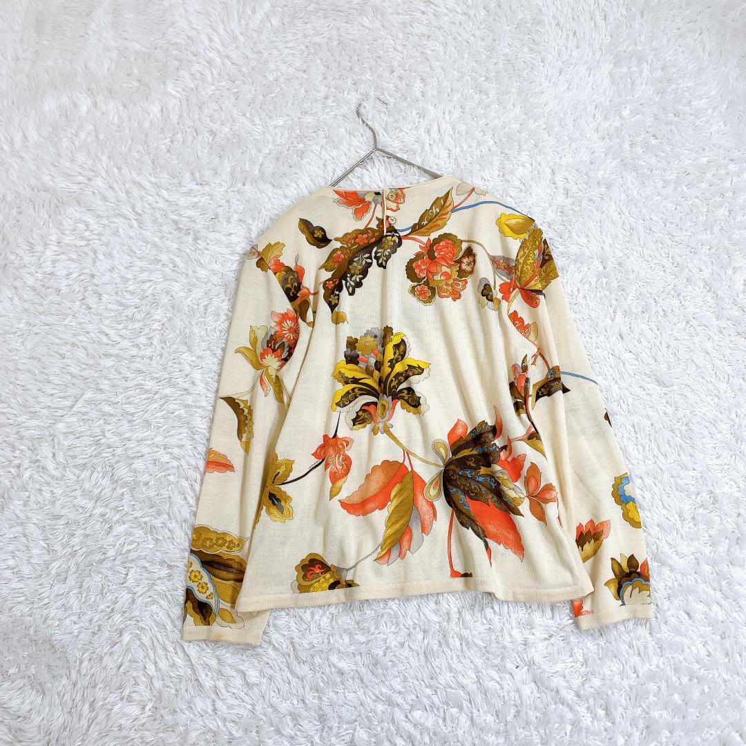 レオナール シルク混 ロングスリーブカットソー マルチカラー 花柄 L