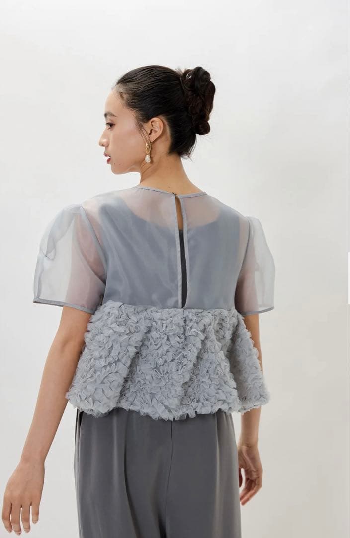 ANDRESD nianaスウェルペプラムセットアップパンツドレス グレー M