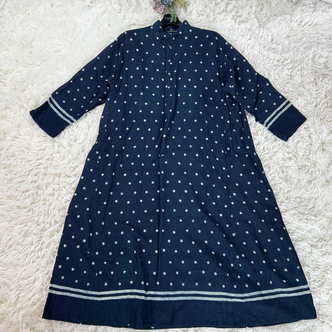 美品★umii908　45R/45rpm　ドットワンピース　ロング　ネイビー　3