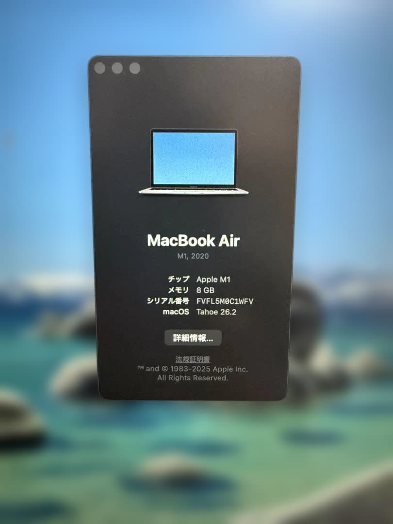 Mac book air M1 バッテリー　100% 放電回数4回