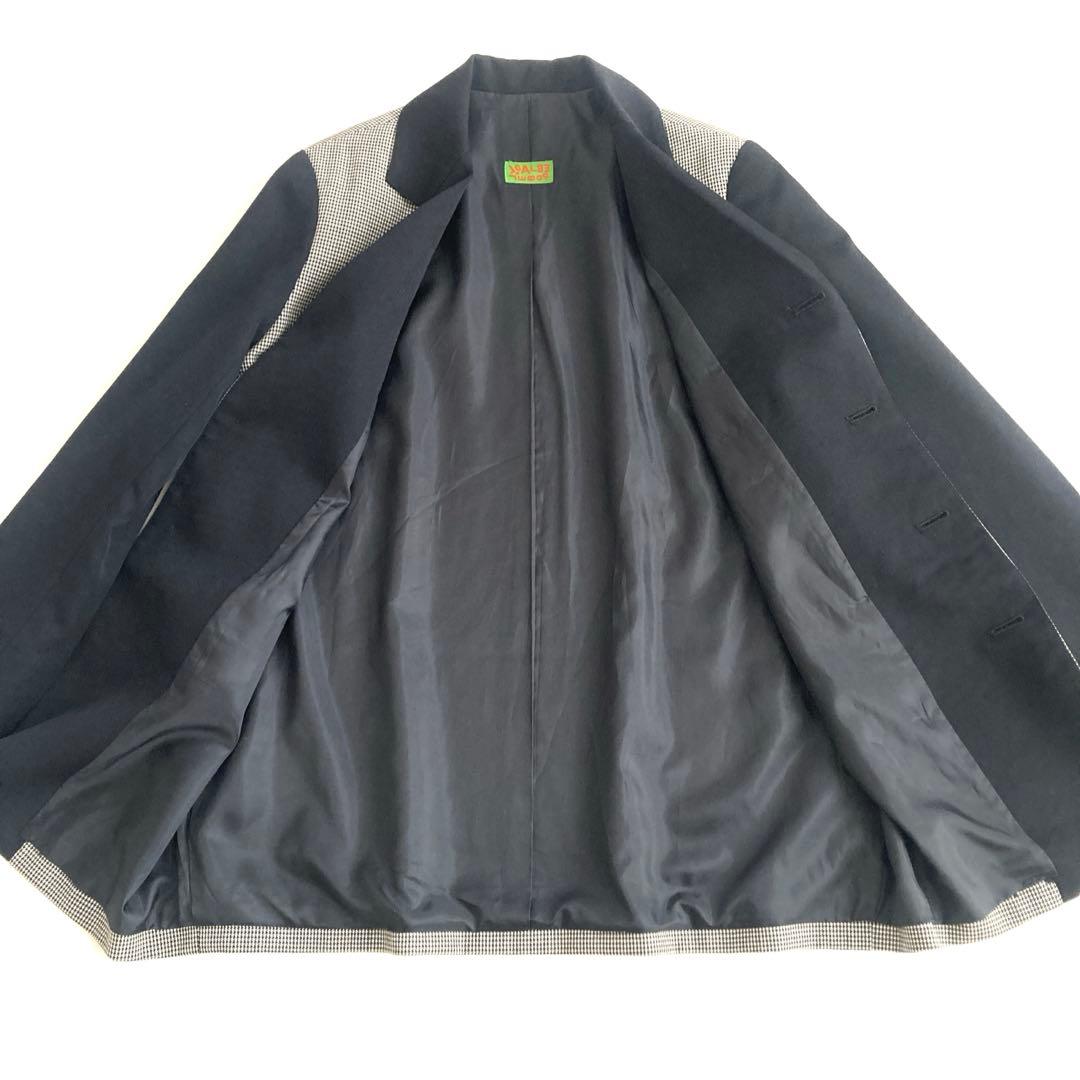 アルベロベロ テーラードジャケット 千鳥格子 刺繍 ハート アシンメトリー 黒