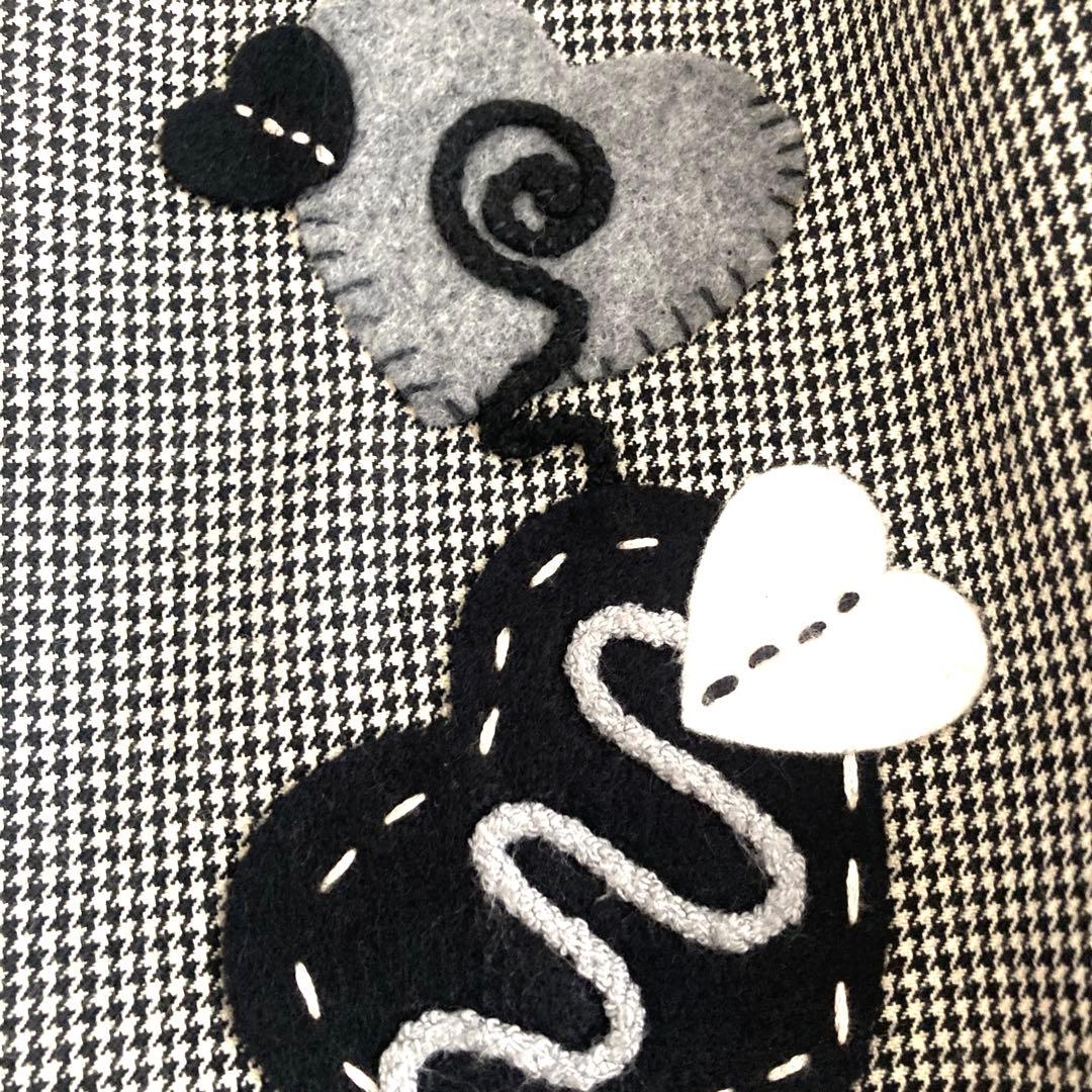 アルベロベロ テーラードジャケット 千鳥格子 刺繍 ハート アシンメトリー 黒