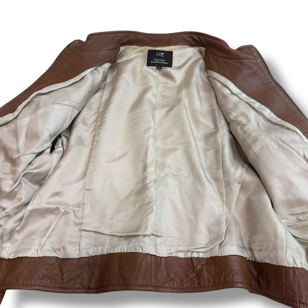 23区 1928 ラムレザー シングル ライダースジャケット 48 羊革