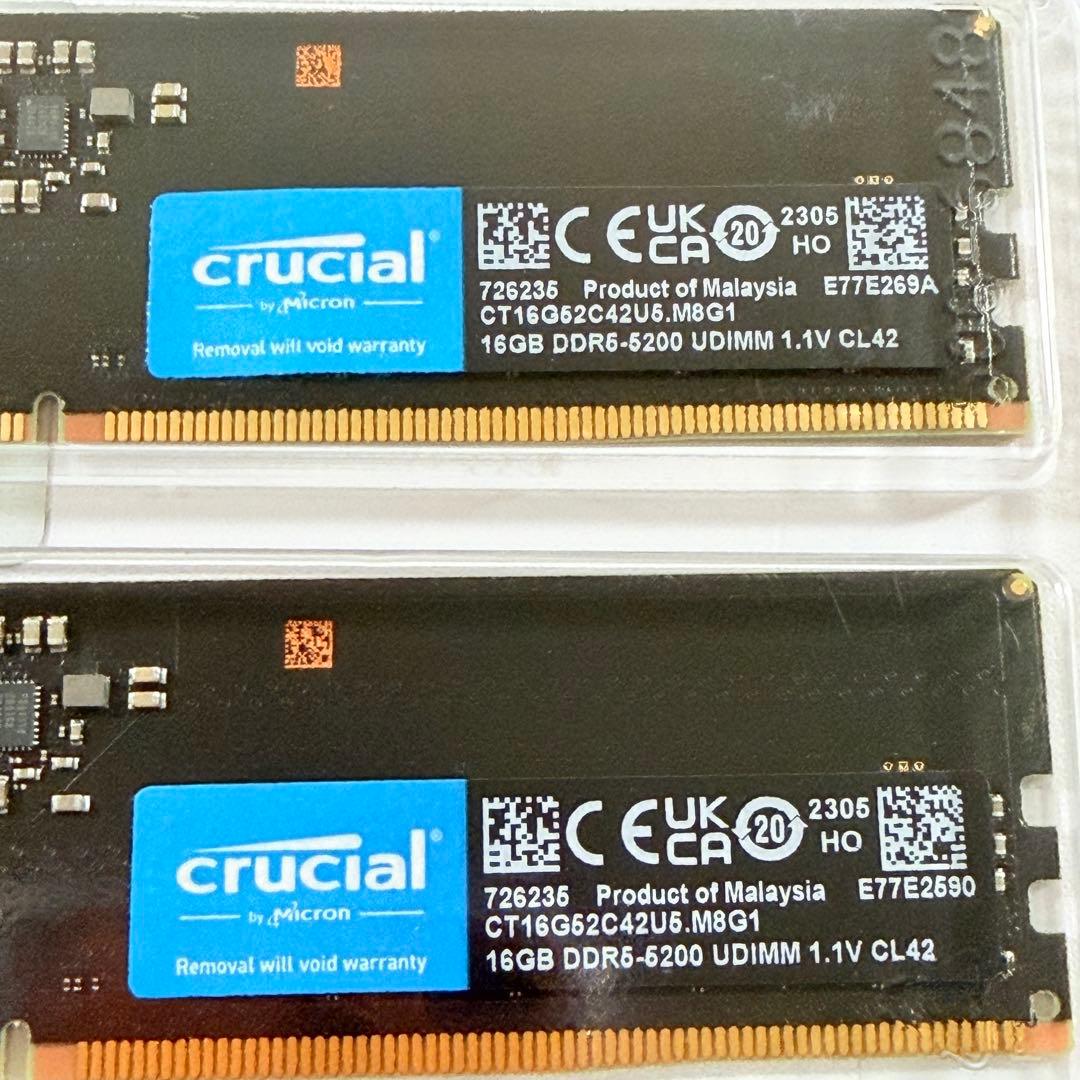 【新品未開封】Crucial DDR5-5200 32GBメモリ（16GBx2）