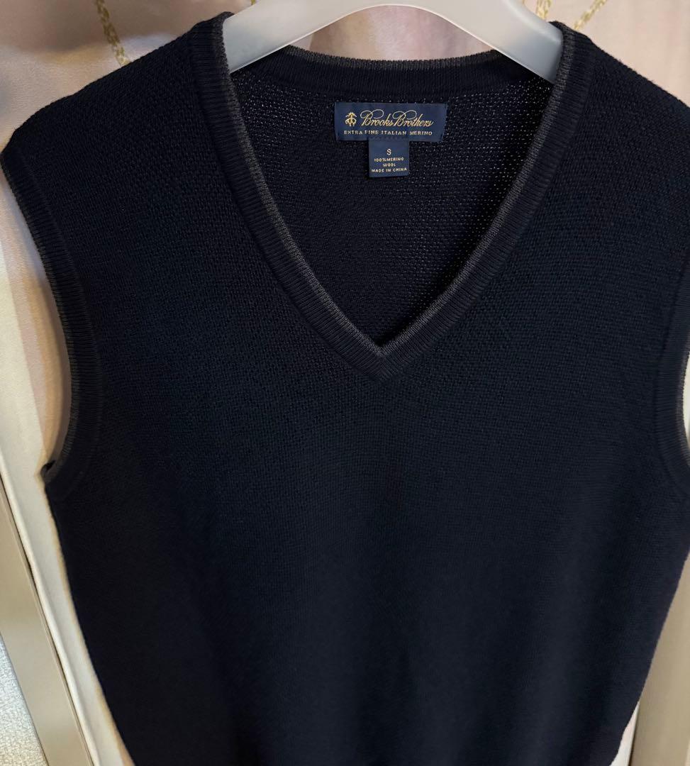 ブルックスブラザーズ イタリアン メリノウール ソリッド Vネック ニットベスト