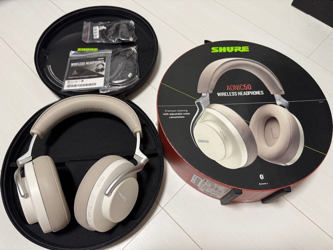 美品　SHURE aonic50 ワイヤレスヘッドホン　SBH2350-WH-A