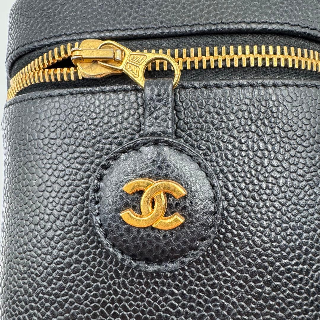 美品✨CHANEL バニティバッグ　オールレザー　ブラック　ココマーク　シール有