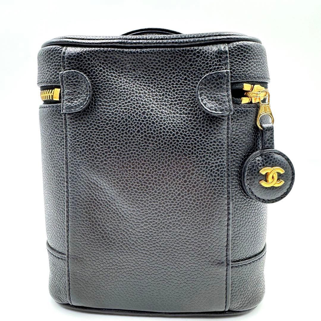 美品✨CHANEL バニティバッグ　オールレザー　ブラック　ココマーク　シール有