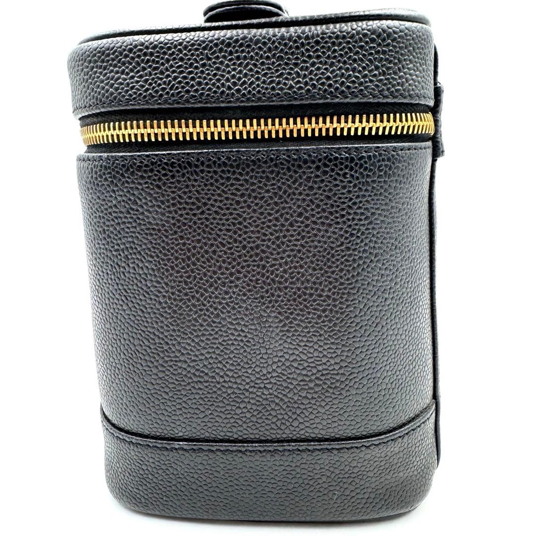 美品✨CHANEL バニティバッグ　オールレザー　ブラック　ココマーク　シール有