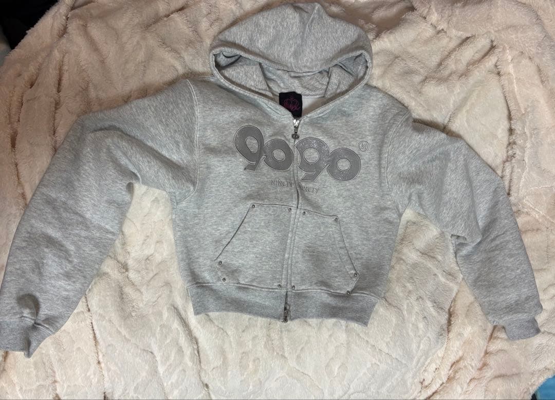 9090 グレー パーカー フロントジッパー