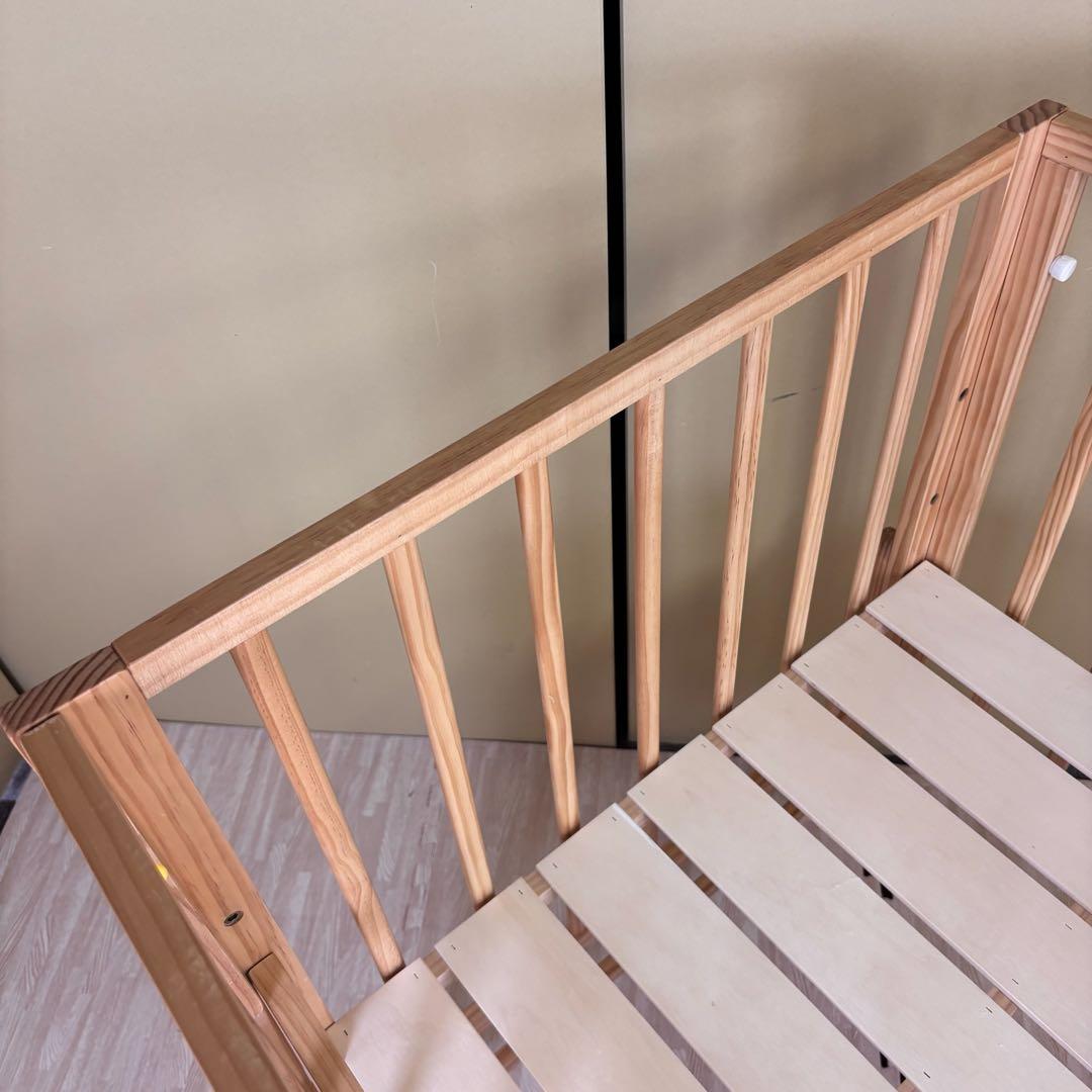 除菌清掃済　☆美品☆　大和屋　キホン　ベビーベッド　ナチュラル　すのこ床板