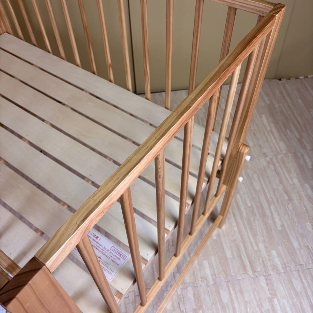 除菌清掃済　☆美品☆　大和屋　キホン　ベビーベッド　ナチュラル　すのこ床板