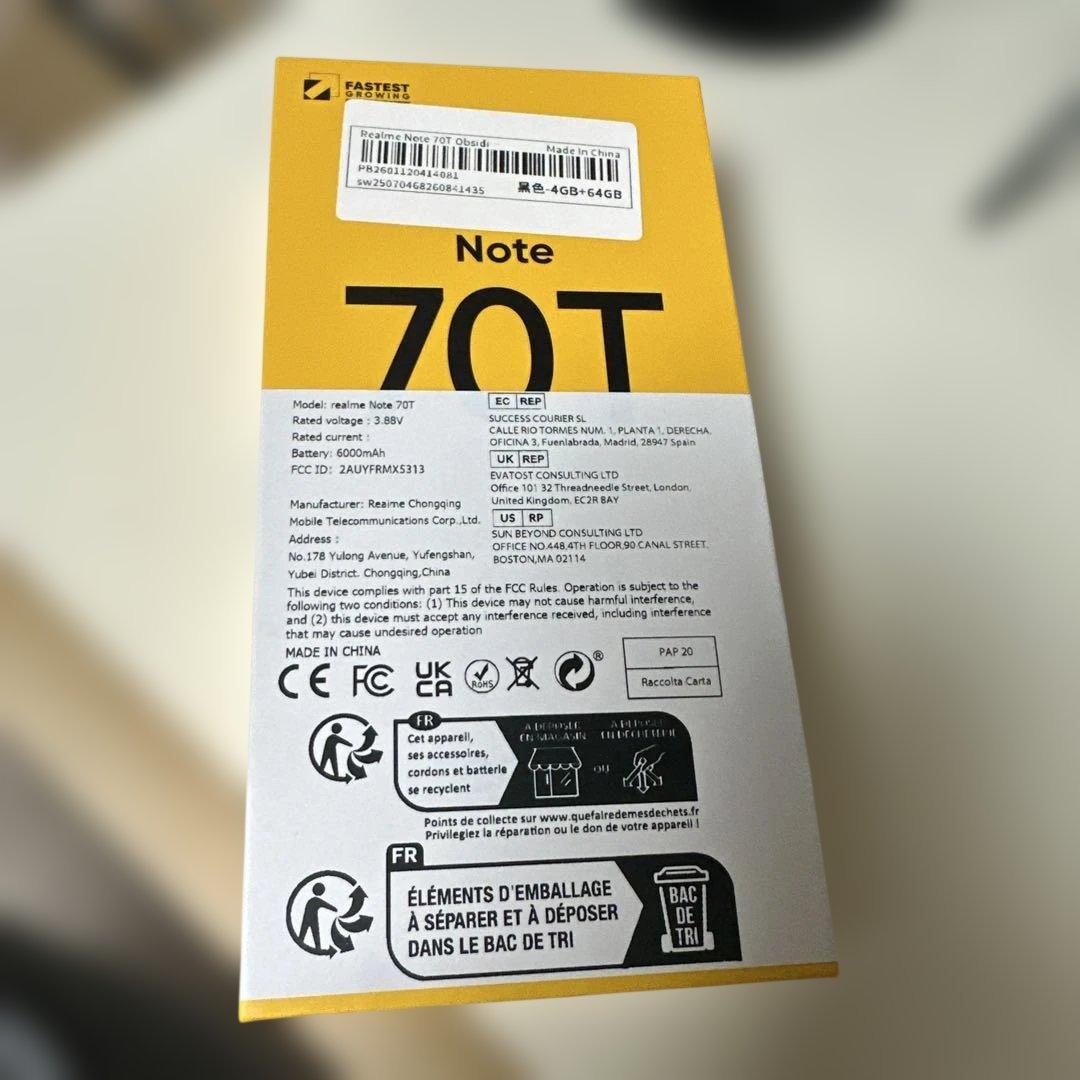 realme Note 70T スマートフォン 本体