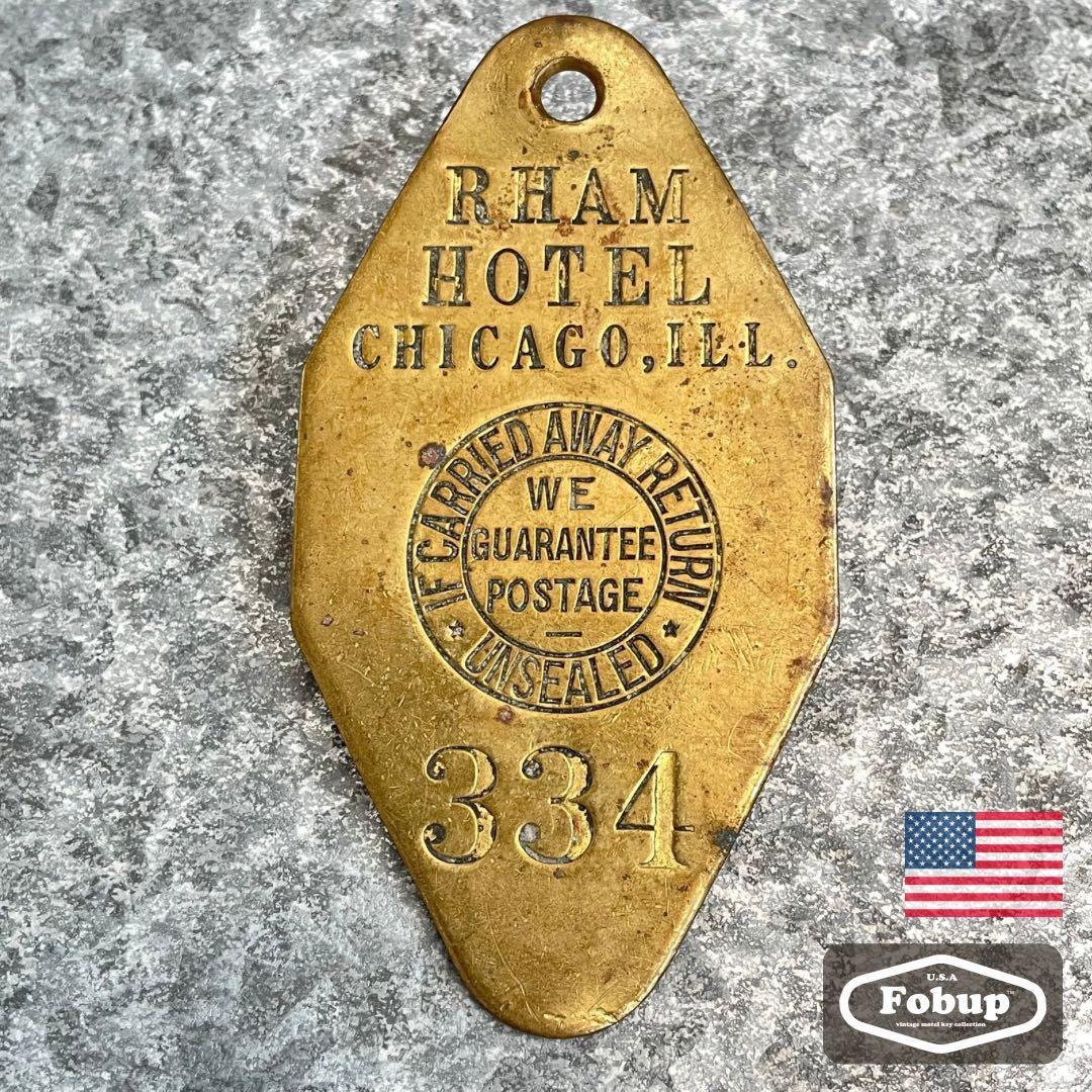 アメリカ製USAヴィンテージ モーテル ホテル キー 334 イリノイ