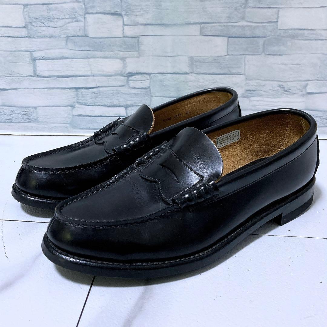 美品 REGAL リーガル ローファー 本革 レザー ブラック 黒 25