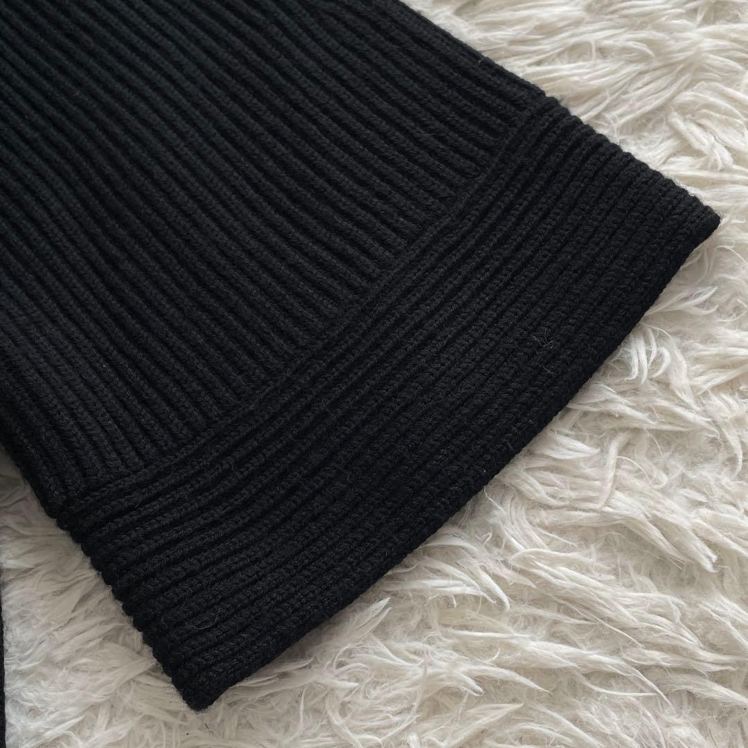 Lサイズ ラルフローレン 近年 高級メリノウール リブニットワンピース ブラック