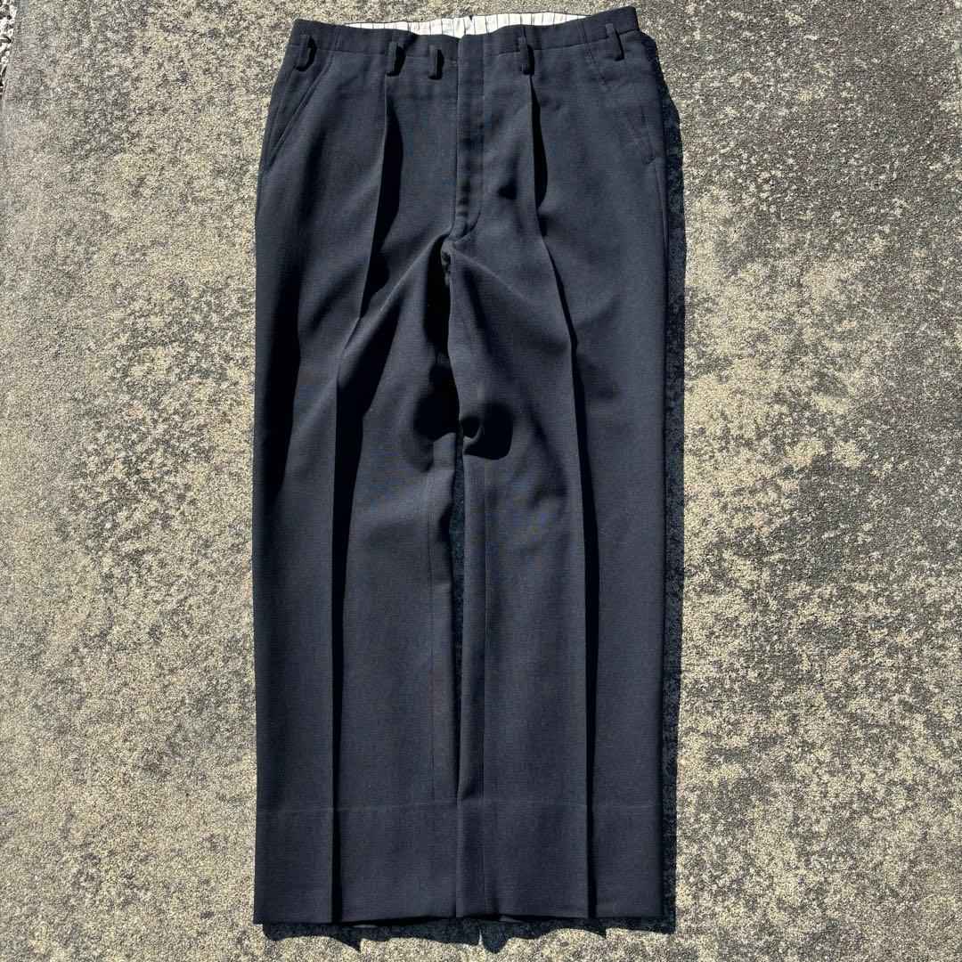 50s60s usa製　ウールギャバスラックス　ワイドスラックス　極太　ブラック