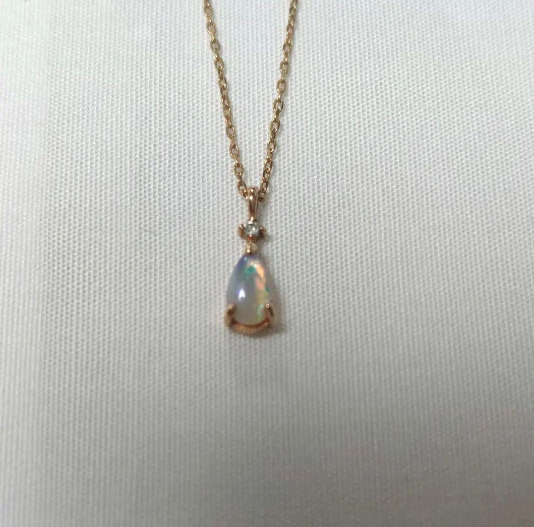 Jouete K10YG ダイヤモンド×オパール ネックレス