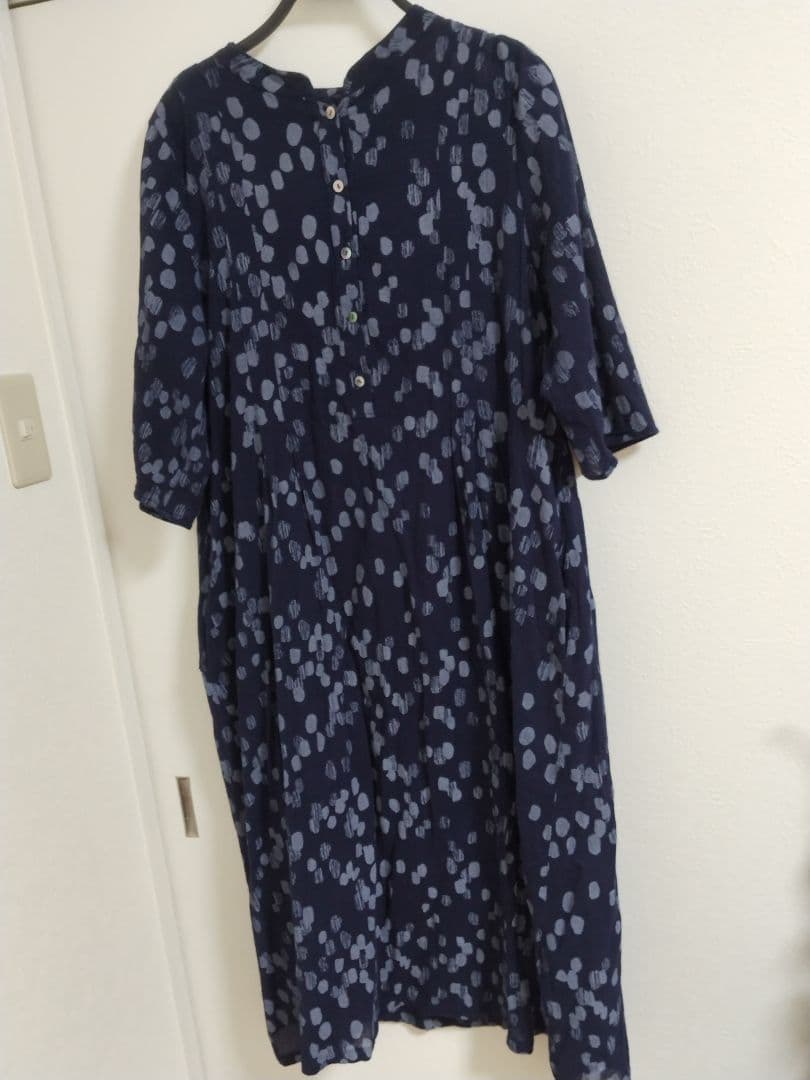 群言堂　花柄ロングシャツワンピース（ブルー）