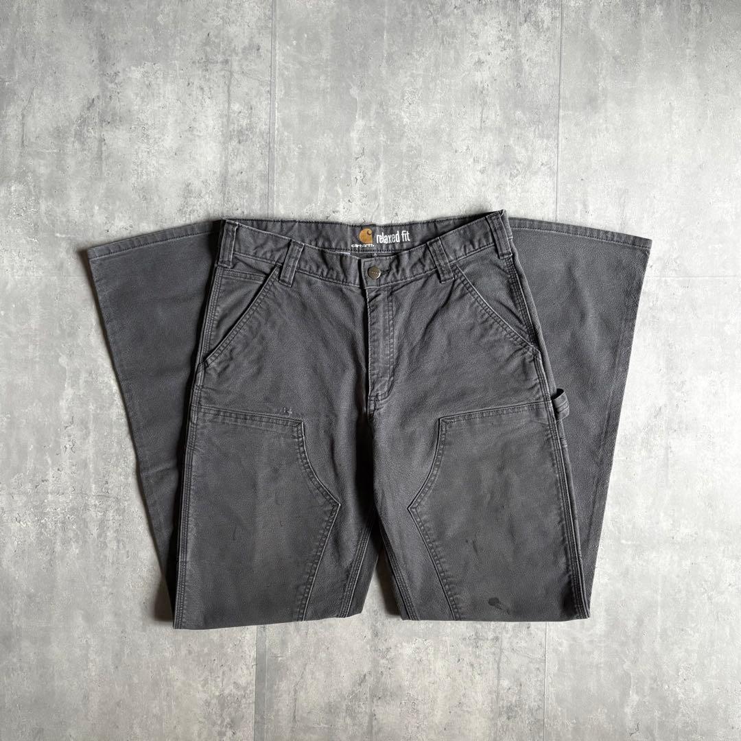 【00s carhartt】ダブルニー　ペインターパンツ　グレー　ダック生地