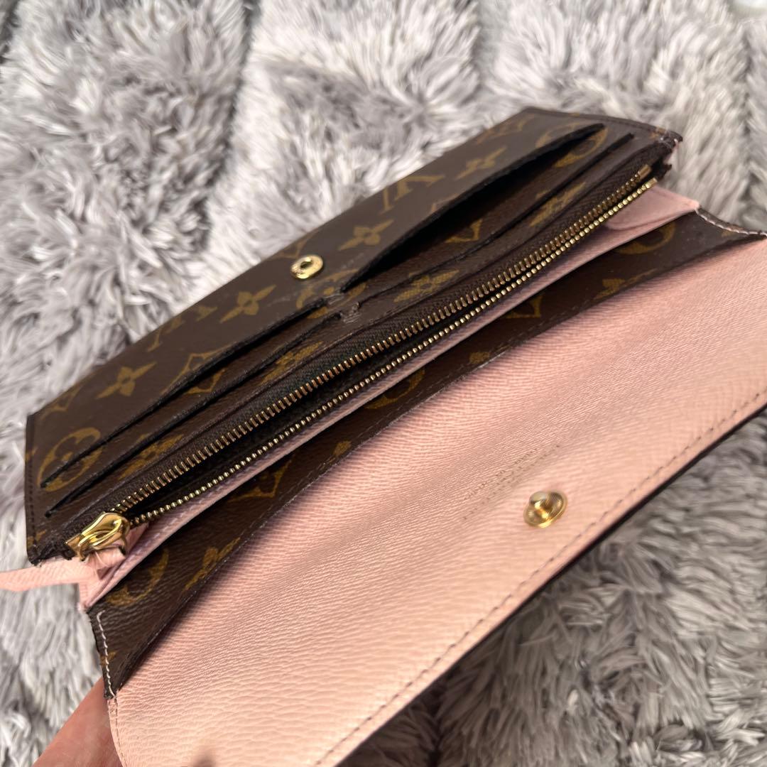 ルイヴィトン　ポルトフォイユ　エミリー　ピンク　モノグラムキャンバス　ブラウン