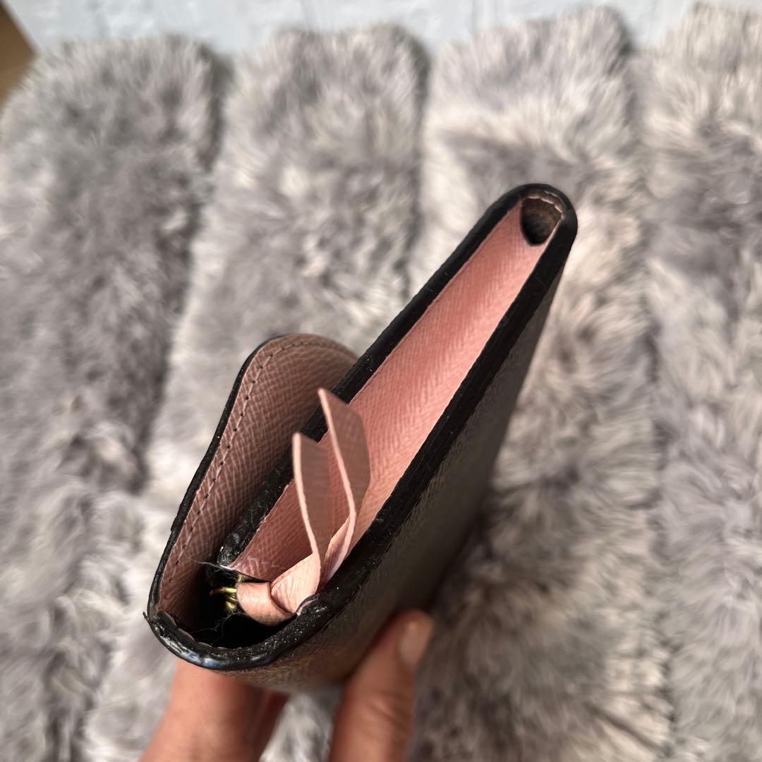 ルイヴィトン　ポルトフォイユ　エミリー　ピンク　モノグラムキャンバス　ブラウン