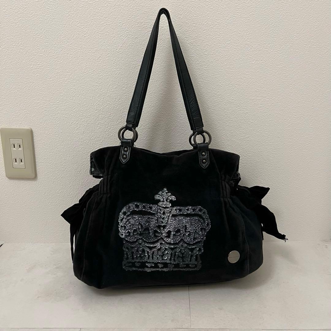Juicy Couture 黒 ベロアハンドバッグ