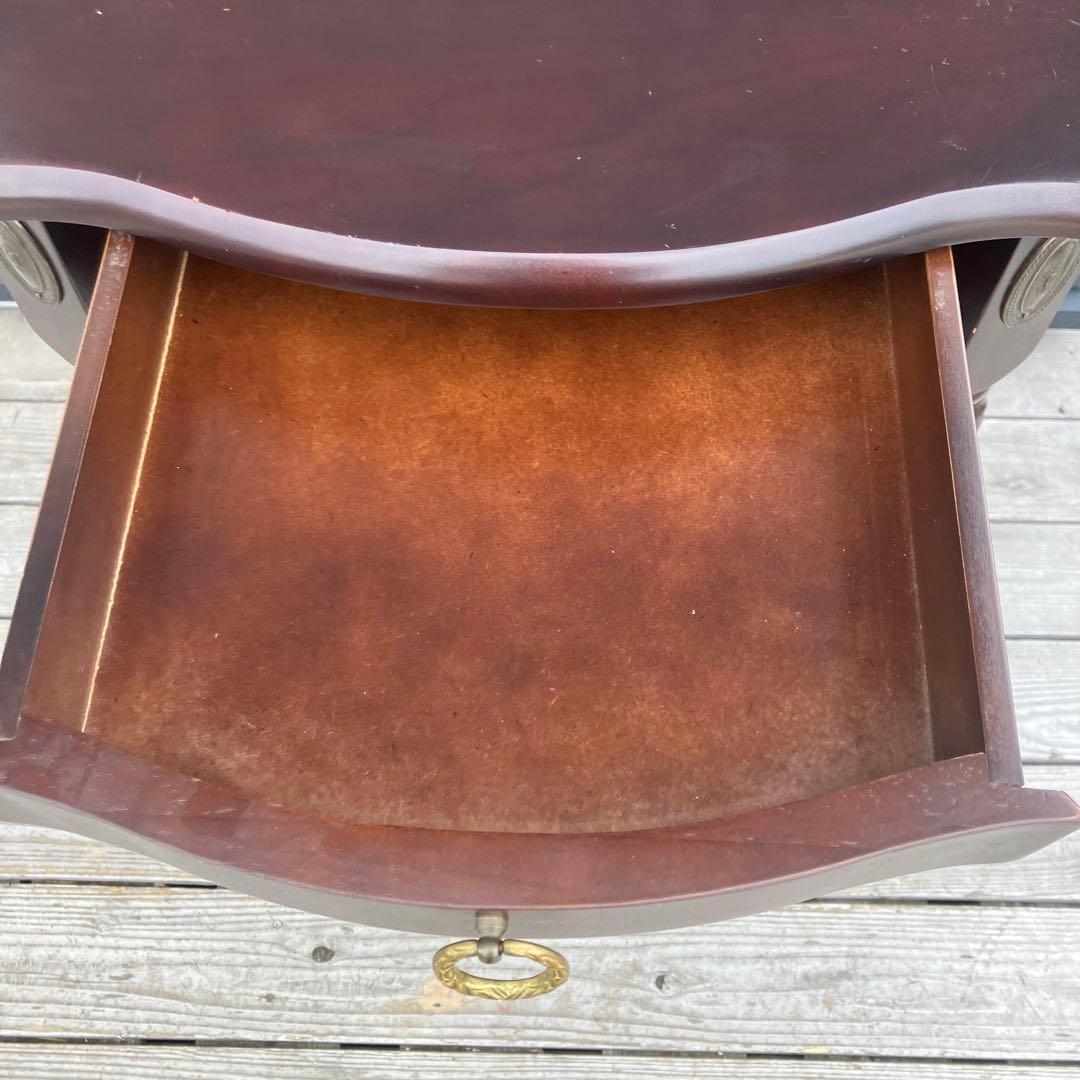 北欧レトロ アンティーク 半月型 木製コンソールテーブル サイドテーブル 古家具