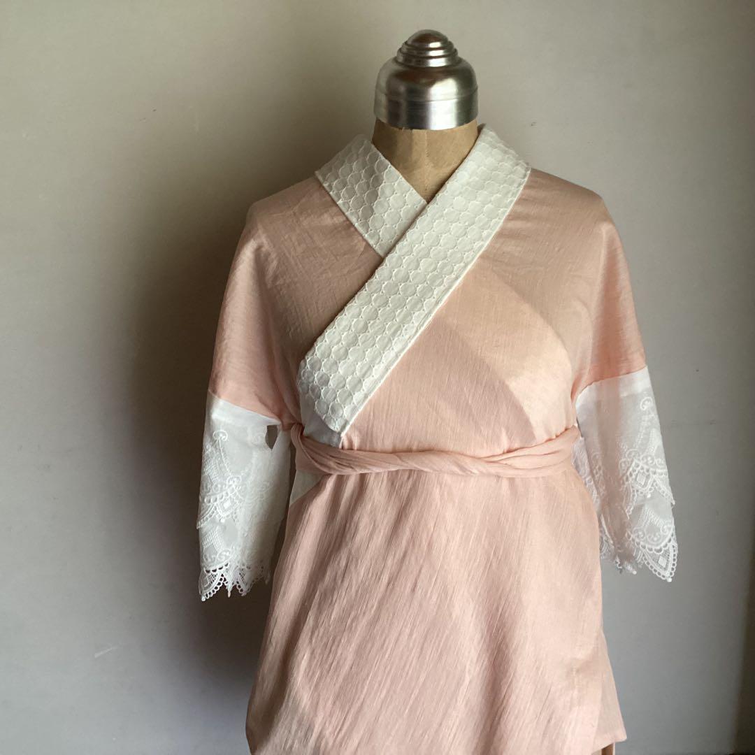 高島縮み 綿麻長襦袢、半襦袢