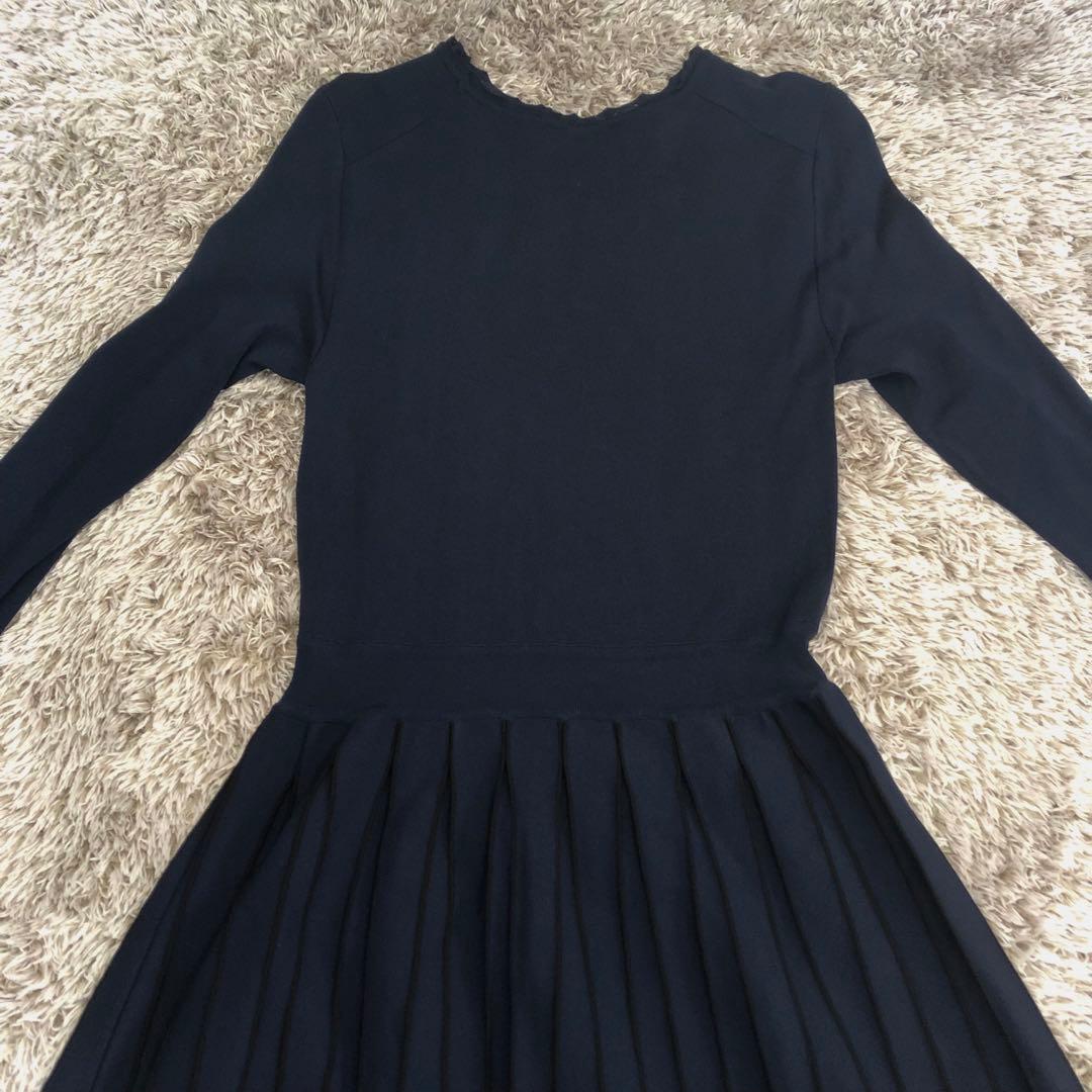 SUTRAS BURGO ストラスブルゴ プリーツ ワンピース ネイビー 日本製