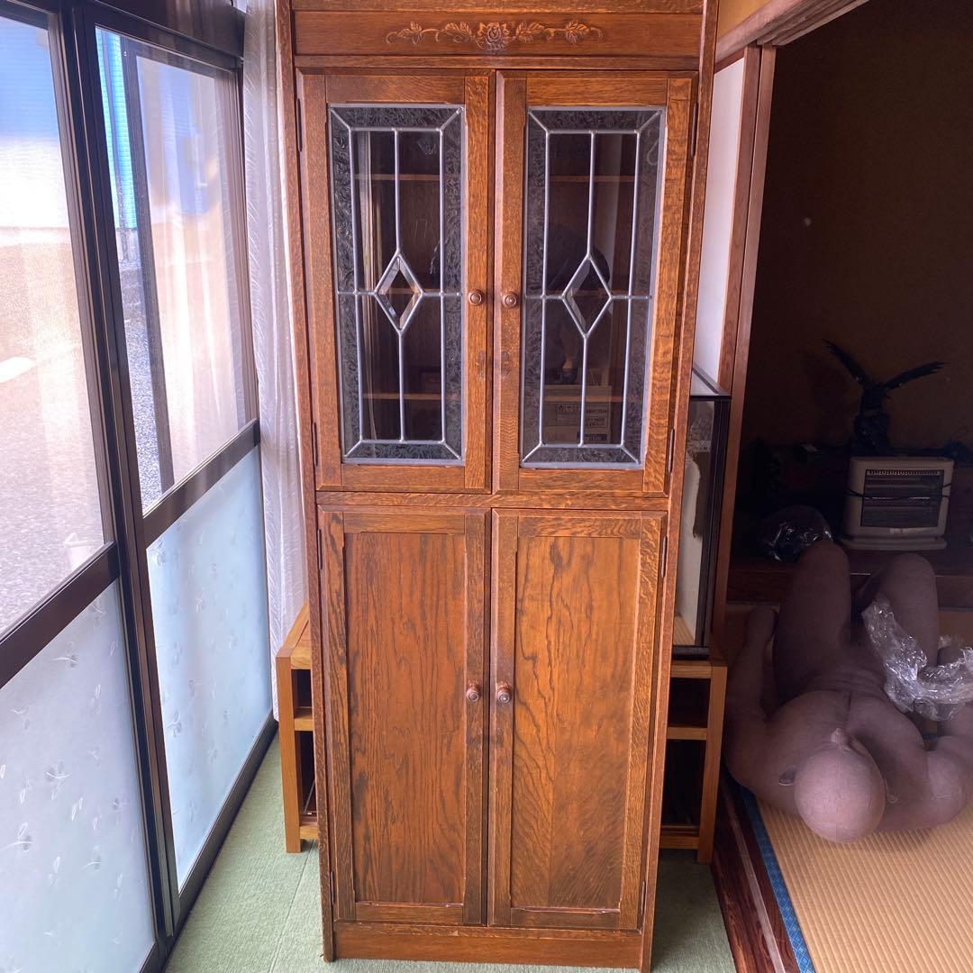 英国アンティーク調　木製ブックシェルフ/本棚/食器棚/飾り棚/収納ラック