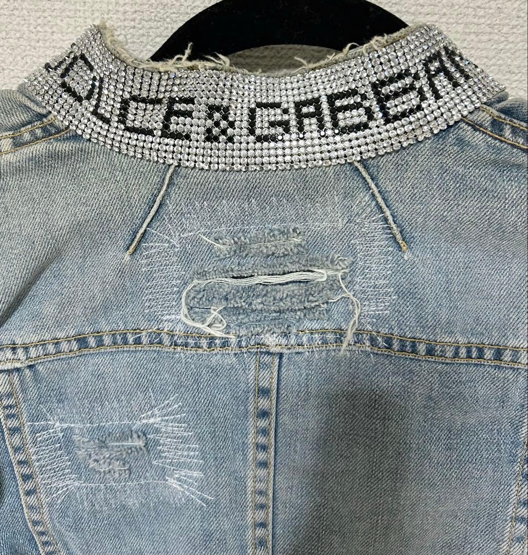 レア！Dolce & Gabbana ラインストーン ロゴ デニムジャケット38