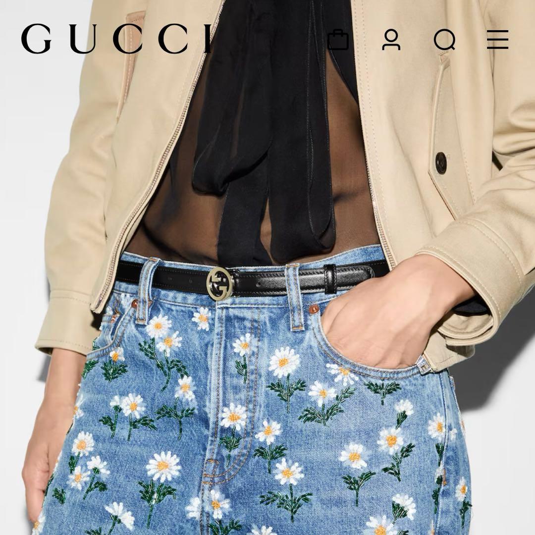 【新品未使用】GUCCI グッチ ブロンディスリムベルト　ライトゴールド