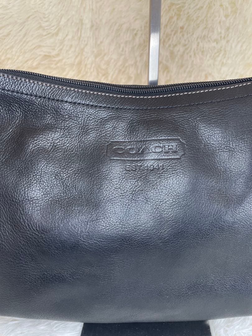 コーチ ヘリテージレザー ショルダーバッグ ブラック 男女兼用 ユニセックス