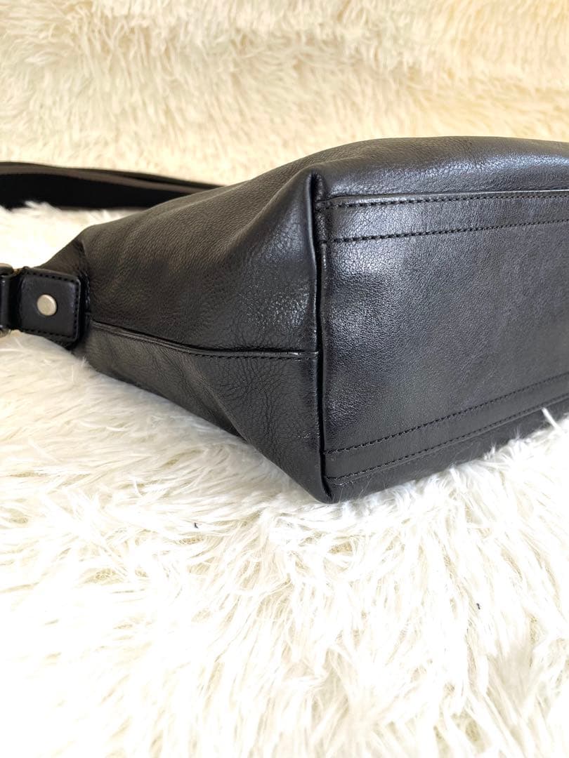 コーチ ヘリテージレザー ショルダーバッグ ブラック 男女兼用 ユニセックス