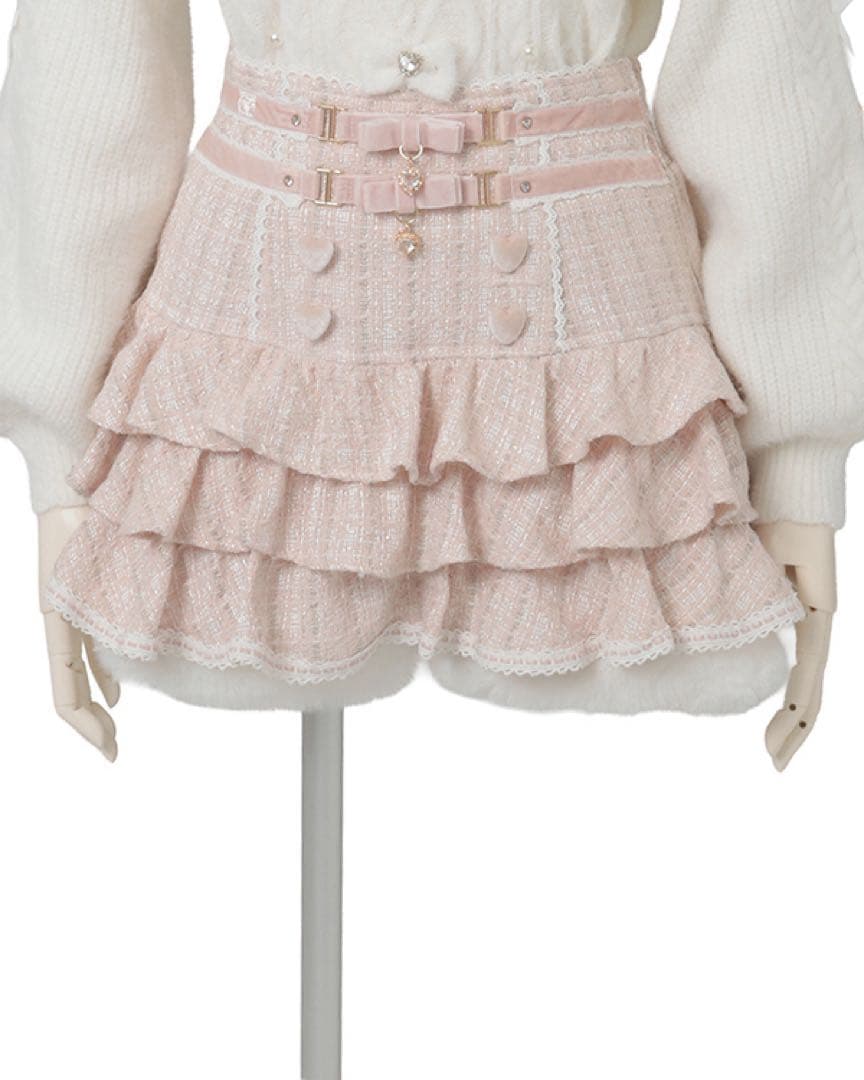 裾ファーフリルスカパン ピンク