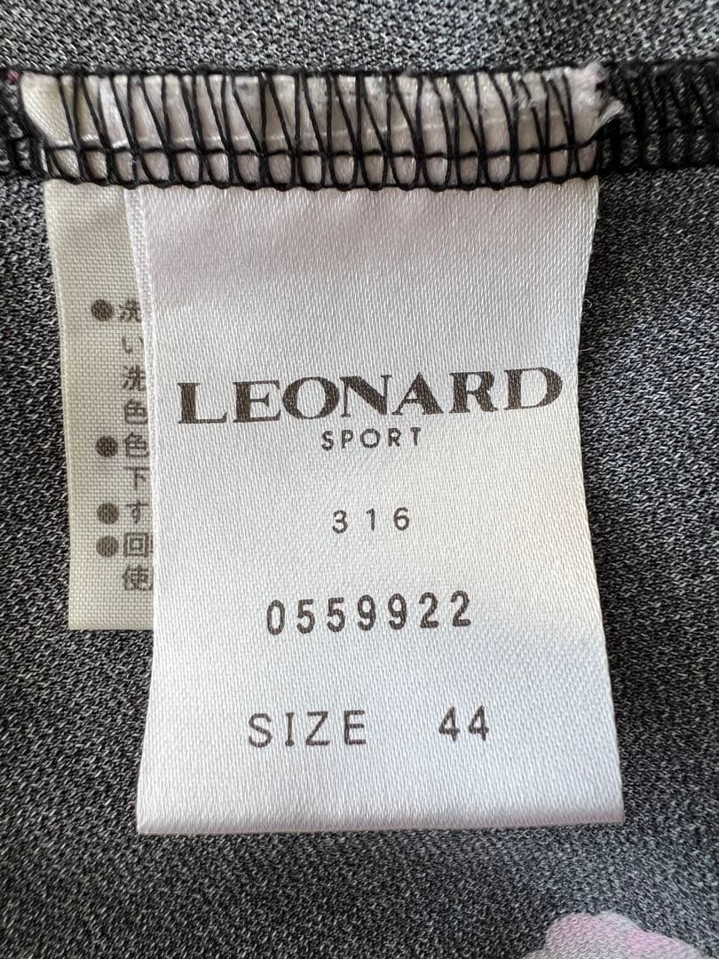 LEONARD SPORT ワンピース　黒　ピンク　花 ポリエステル　サイズ44