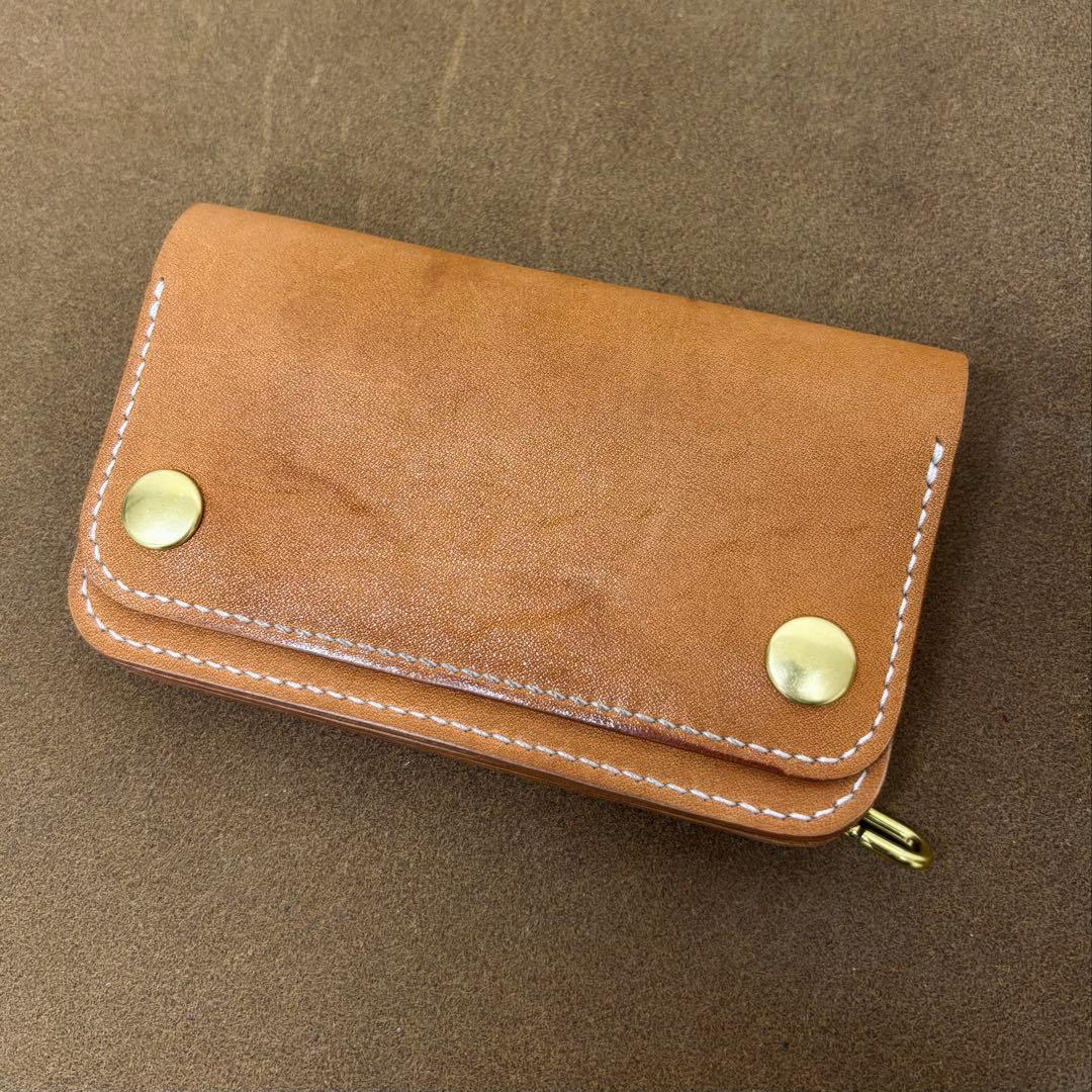 ホースバット　トラッカーウォレット　ミドル　ナチュラル　3層　Guidi